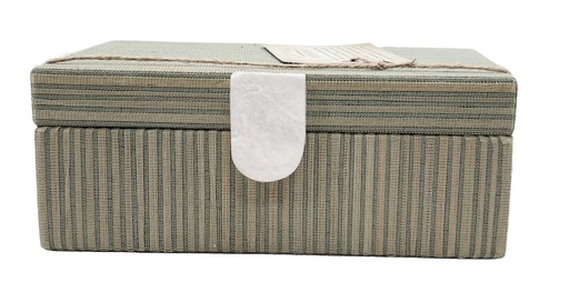 [DL02564] Green and Gold Fabric Box With White Handle  