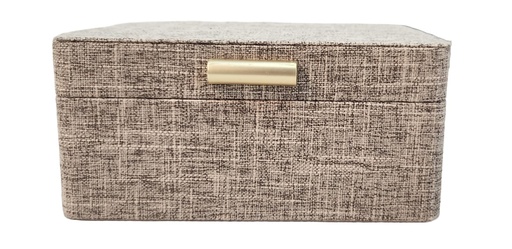 [DL02566] Grey Fabric Box With Gold Handle 