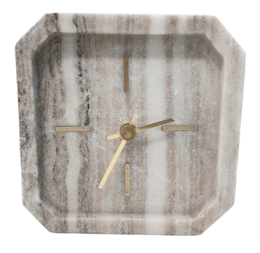 [DL02569] Brown Marble Clock with Gold Details 