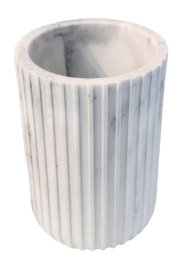 [DL02615] Cylindrical Marble Ribbed Bathroom Utensil Organizer    