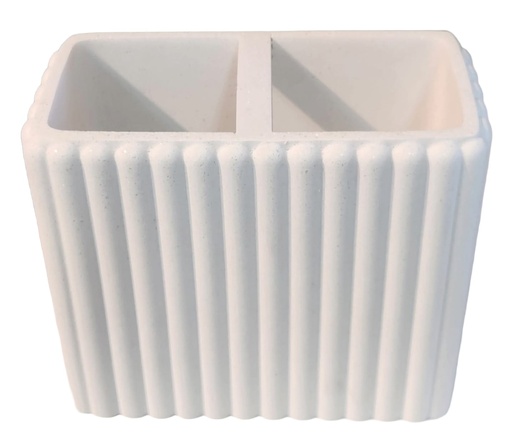 [DL02618] Kassatex Ivory Fluted Ceramic Bathroom Utensil Organizer   
