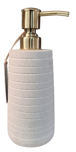 [DL02624] Natural Stone Ribbed Soap Dispenser With Gold Pump 
