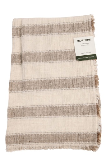 [DL02642] Inup home Cream & Brown Striped Throw 
