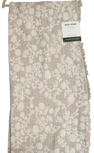 [DL02646] Inup Home Brown & Cream Floral Patterned Throw 