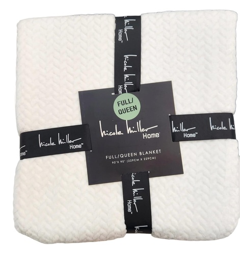 [DL02648] Nicole Miller Full/Queen White Blanket  