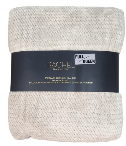 [DL02655] Rachel Roy Full/Queen Jacquard Textured Blanket -Brown 