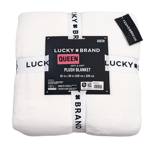 [DL02657] Lucky White Queen Plush Blanket 