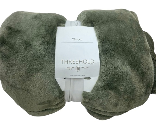 [DL02663] Threshold Olive Green 50" x 70" Plush Fleece Throw Blanket  