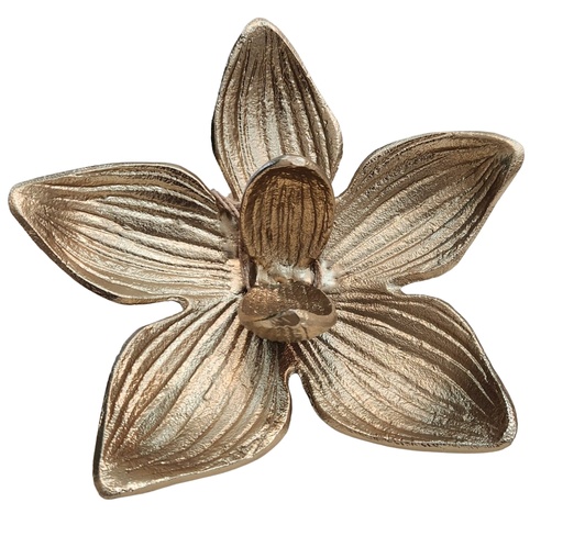 [DL02666] Gold Metal Orchid Sculpture 