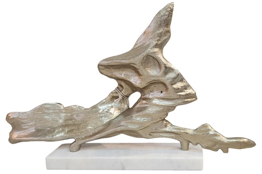 [DL02672] Contemporary Abstract Metal on Marble Base 