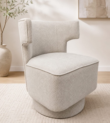[DL02683] Dottie Modern Swivel Chair-Grey & Ivory Patterned  
