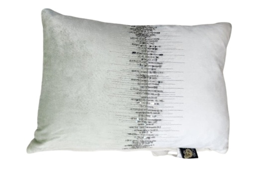 [DL02689] White & Green Colourblock Pillow With Beaded Details 