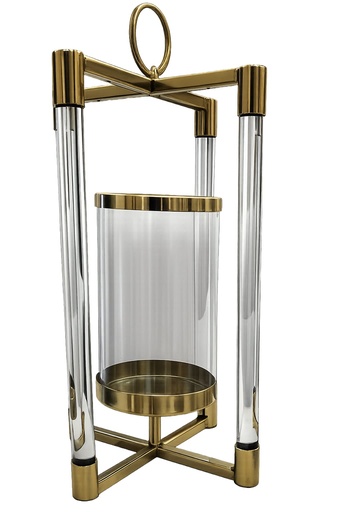 [DL02698] Acrylic & Gold Lantern Candle Holder  