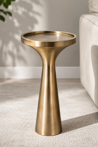 [DL02695] Solid Gold Metal Base Pedestal Side Table  