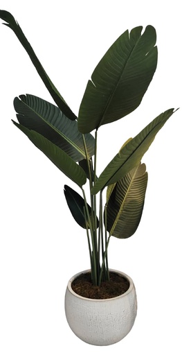[DL02694] 4FT Bird of Paradise Faux Plant in Large White Ceramic Pot  