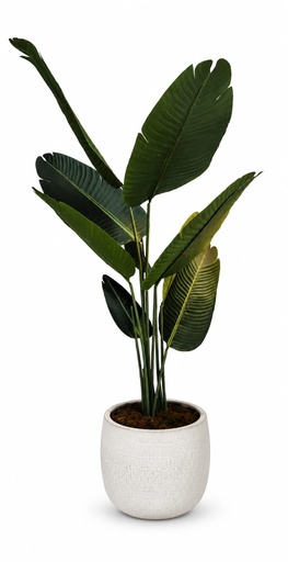 [DL02694] 4FT Bird of Paradise Faux Plant in Large White Ceramic Pot  