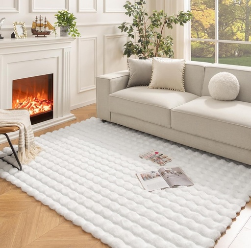 [DL02707] 5" x 7" Ivory Fleece Ripple Rug  