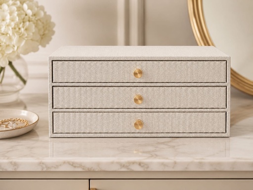[DL02727] Beige 3 Tier Jewelry Box  