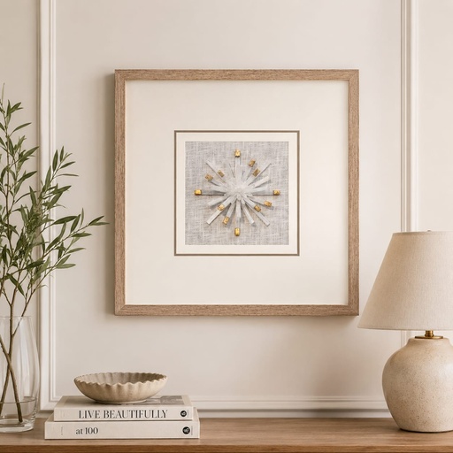 [DL02749] Selenite Crystal With Gold Details Shadow Box Wallart