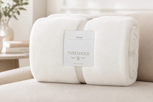 [DL02860] 50 x 70 Plush Ivory Throw Blanket 