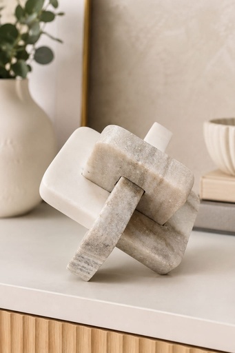 [DL02888] White & Tan Onyx Marble Knot 