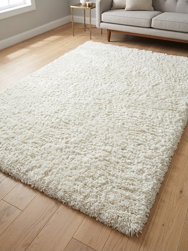 [DL02942] 6" x 9" White Faux Fur Rug 