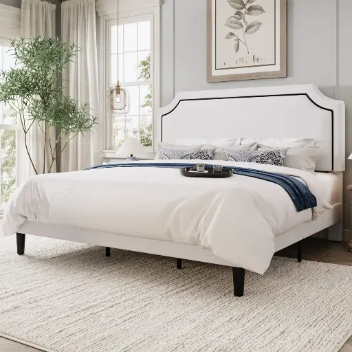 [DL03002] Bellanova White Velvet Adjustable Headboard -King Bed