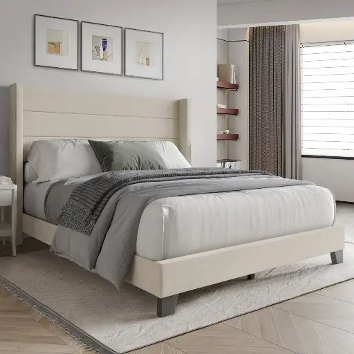 [DL03004] Monterrey Beige Upholstered Panel Bed-King