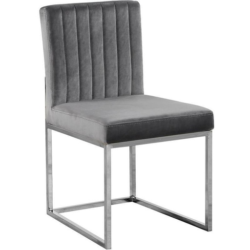 [DL00388] DARK GRAY VELVET WITH CHROME LEGS BAR STOOL