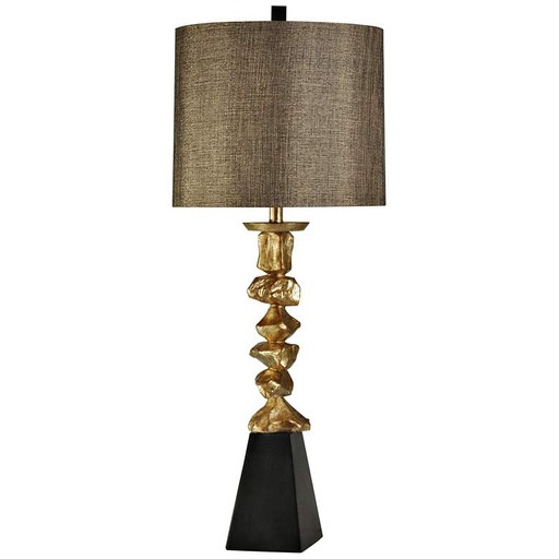 [DL00346] VINTAGE GOLD WITH BLACK BASE CONTEMPORARY TABLE LAMP DESIGNER FABRIC DRUM SHADE 