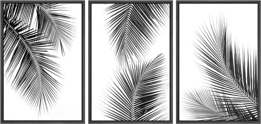 [DL00370] BLACK & WHITE PALM LEAVES FRAMED WALL ART