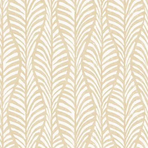 [DL00378] BLOCK PRINT LEAVES WHITE CLAY WALLPAPER