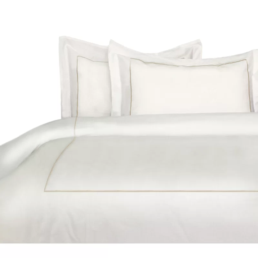 [DL00115] REVERSIBLE TRADITIONAL DUVET COVER SET- KING IVORY/WHITE