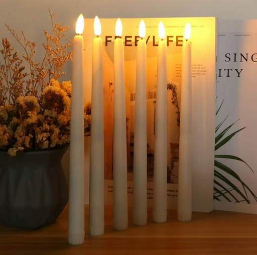 [DL00213] IVORY 12" FLAMELESS LED TAPER CANDLES WITH TIMER REMOTE