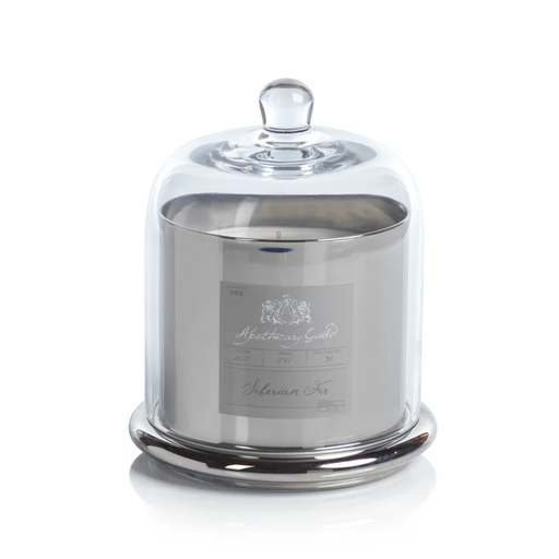 [DL00198] APOTHECARY GUILD SCENTED CANDLE JAR WITH GLASS DOME - LARGE SILVER- SIBERIAN FIR