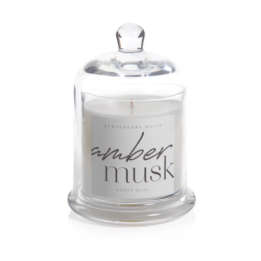 [DL00200] SCENTED CANDLE JAR WITH GLASS DOME- AMBER MUSK DL