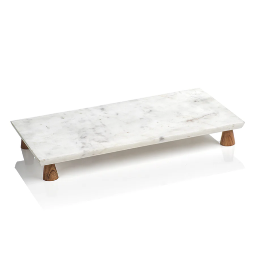 [DL00161] AMALFI MARBLE CHEESE TRAY ON ACACIA WOOD