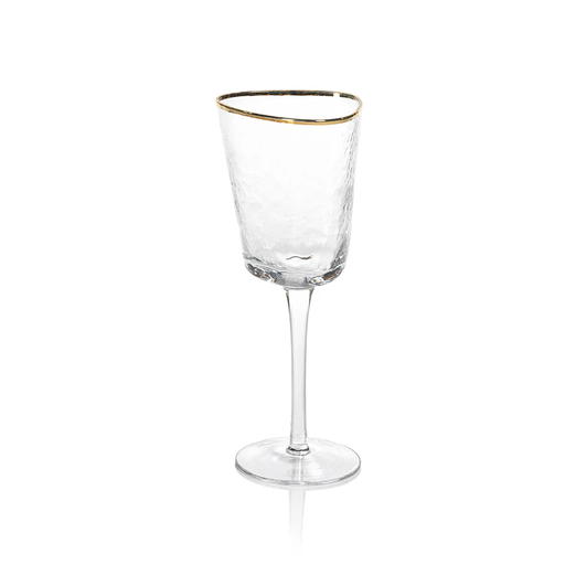 [DL00167] APERITIVO TRIANGULAR WINE GLASS - CLEAR WITH GOLD RIM