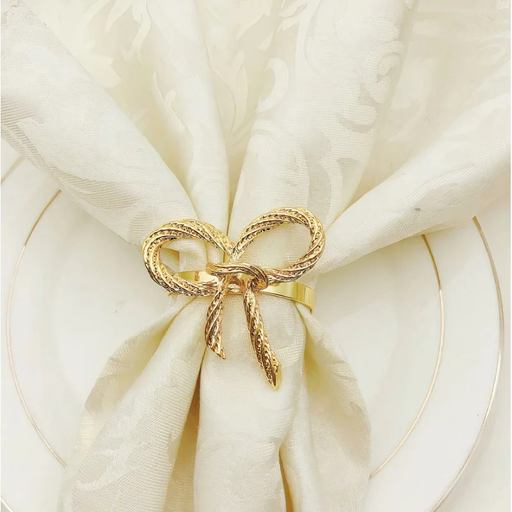 [DL00027] METAL NAPKIN RING  GOLD BOW