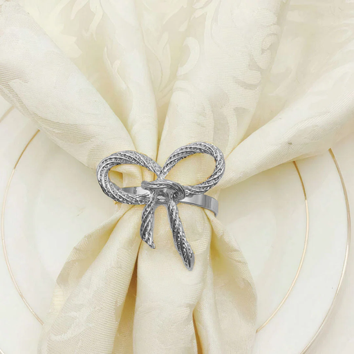 [DL00049] SILVER BOW  METAL NAPKIN RING 