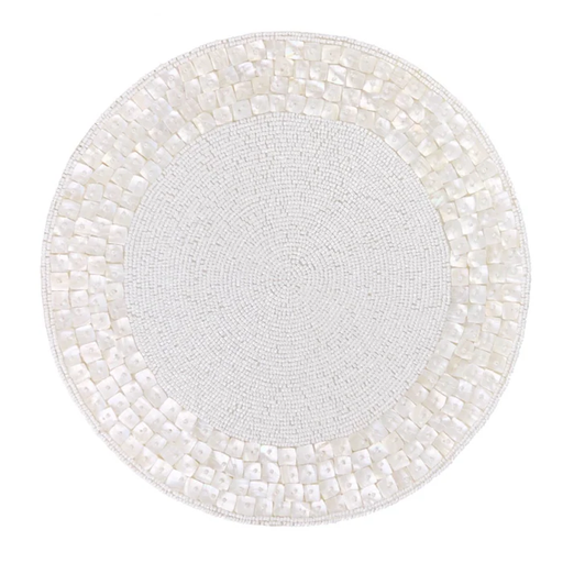 [DL00208] 14" FARMHOUSE HAND BEADED PLACEMATS FOR DINING TABLE OFF WHITE