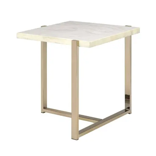 [DL00063]  GOLD AND WHITE FRAME END TABLE