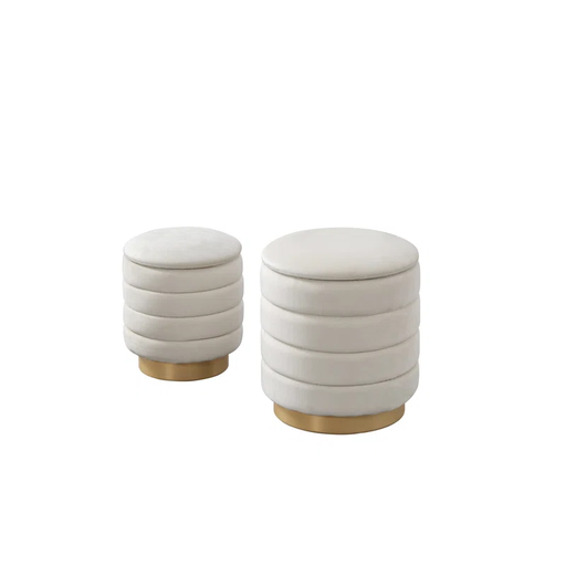 [DL00123L] CREAM VELVET STORAGE OTTOMAN LARGE