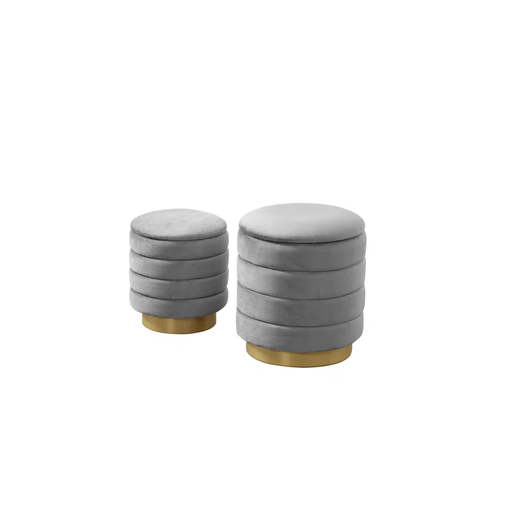 [DL00127L] GREY VELVET STORAGE OTTOMAN LARGE