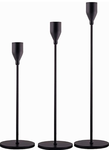 [DL00212L] MATTE BLACK TAPER CANDLE HOLDER LARGE
