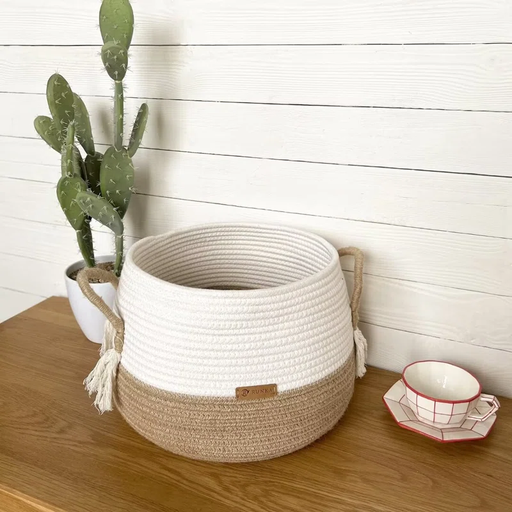 [DL00112] BOHO COTTON ROPE BASKETS CUBE BASKET - 12" X 16" X16" LARGE