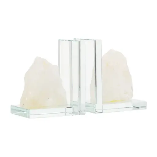 [DL01066] CRYSTAL & STONE BOOKENDS (WHITE) - SET OF 2