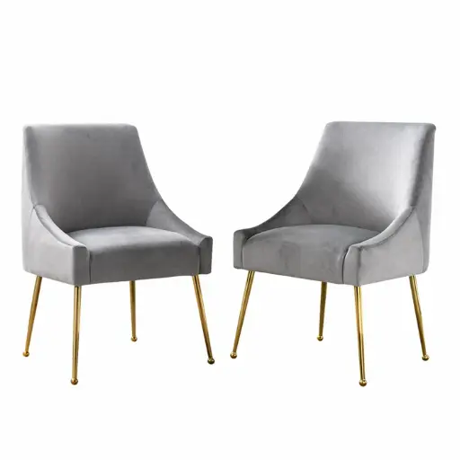 [DL01070] VELVET ACCENT CHAIR - GREY