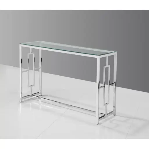 [DL01081] 47" GLASS TOP CONSOLE TABLE - SILVER