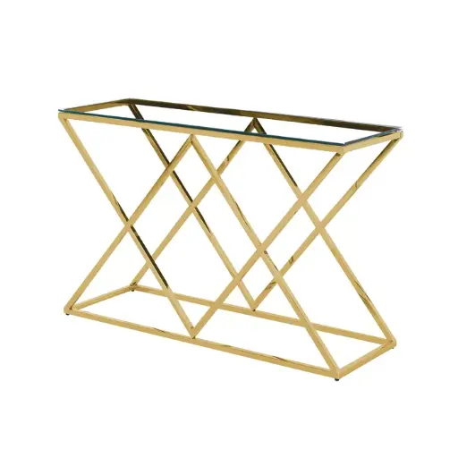 [DL01088] 30.5''H X 47.5'' W X 16''D GLASS TOP CONSOLE TABLE - GOLD